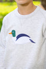 Cassidy Comfy Crewneck - Grantley Gray Heathered with Duck Applique
