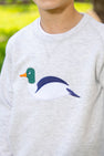 Cassidy Comfy Crewneck - Grantley Gray Heathered with Duck Applique
