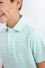 Prim & Proper Polo & Onesie - Grace Bay Green Stripe with Multicolor Stork