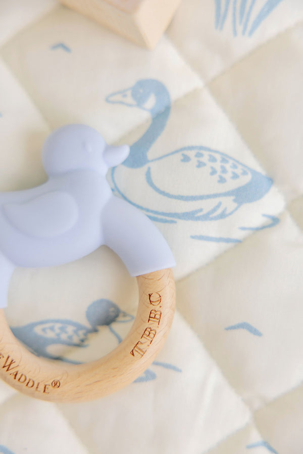 Duck Wooden & Silicone Teether - Buckhead Blue