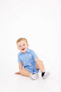 Sir Proper's Romper - Sunrise Blvd. Blue Mini Gingham with Worth Avenue White