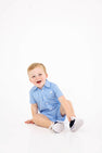 Sir Proper's Romper - Sunrise Blvd. Blue Mini Gingham with Worth Avenue White