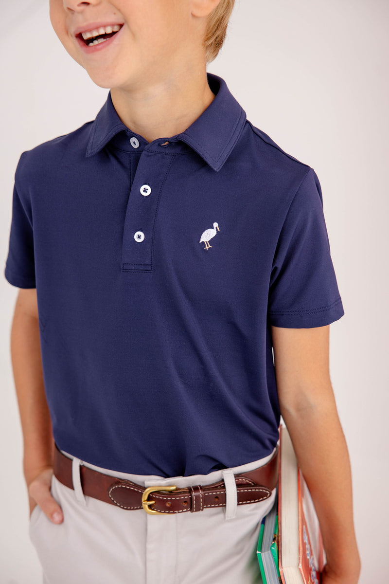 Prepletic™ Prim & Proper Polo - Nantucket Navy with Multicolor Stork