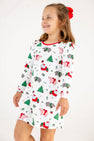 Long Sleeve Penny's Play Dress - I Want a Hippopotamus with Richmond Red