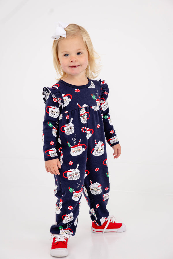 Leigh Ann Angel Sleeve Romper - Keeping Spirits Bright (Nantucket Navy)