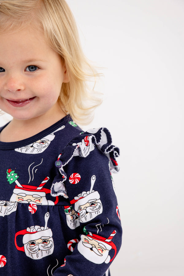 Leigh Ann Angel Sleeve Romper - Keeping Spirits Bright (Nantucket Navy)