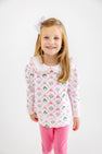 Maude's Ruffle Cassidy Comfy Crewneck - Boxwoods & Bows with Worth Avenue White & Palm Beach Pink