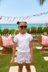Little Miss Prim & Proper Polo & Onesie - Worth Avenue White with Palm Beach Pink
