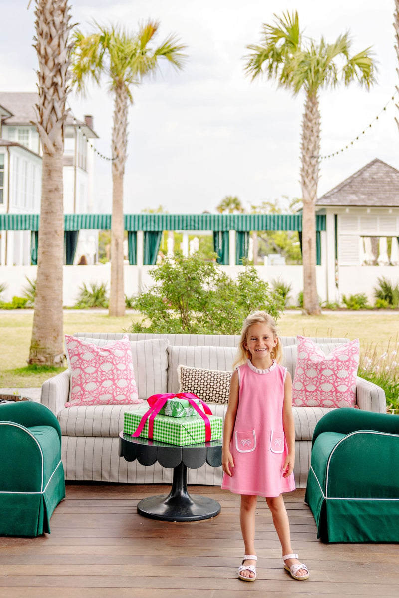 Lizzie's Luxe Leisure Dress - Romany Rose with Palm Beach Pink & Bow Applique