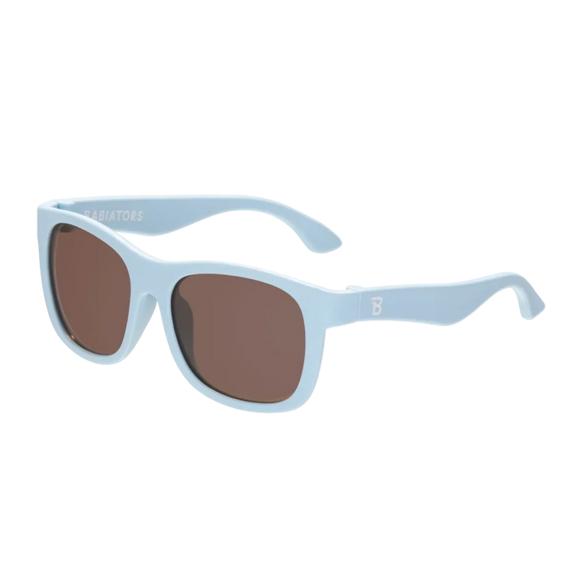 Light blue Navigators (Blue) - Babiators kid-size sunglasses with shatter-resistant dark brown lenses.