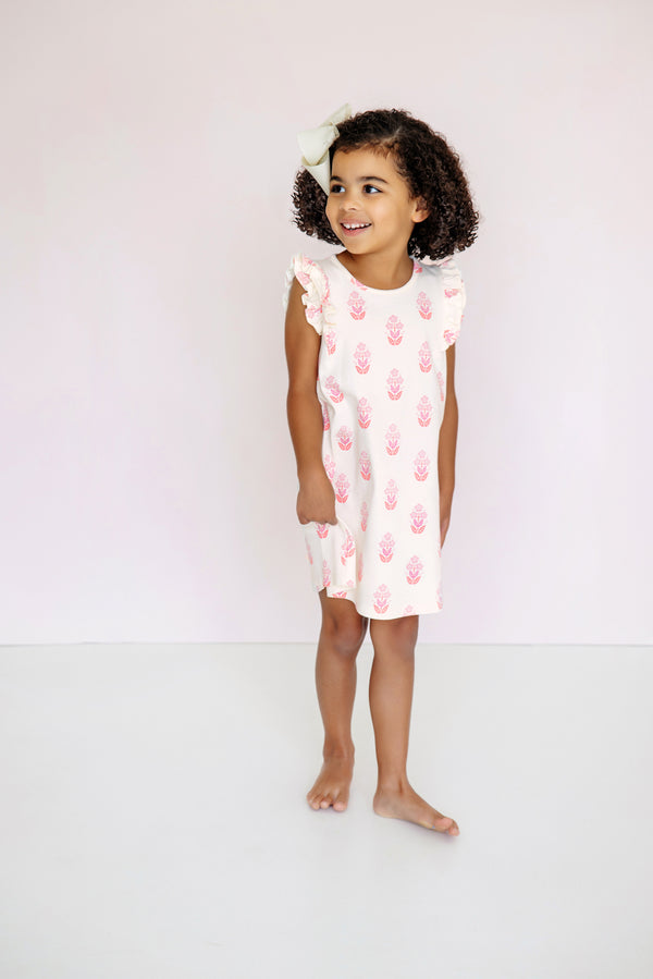 Ruehling Ruffle Dress - Happy Harbour Island Handblock Floral