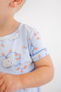 Short Sleeve Bradford Romper - Gourd-geous (Buckhead Blue) with Barbados Blue