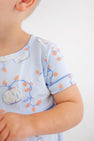 Short Sleeve Bradford Romper - Gourd-geous (Buckhead Blue) with Barbados Blue