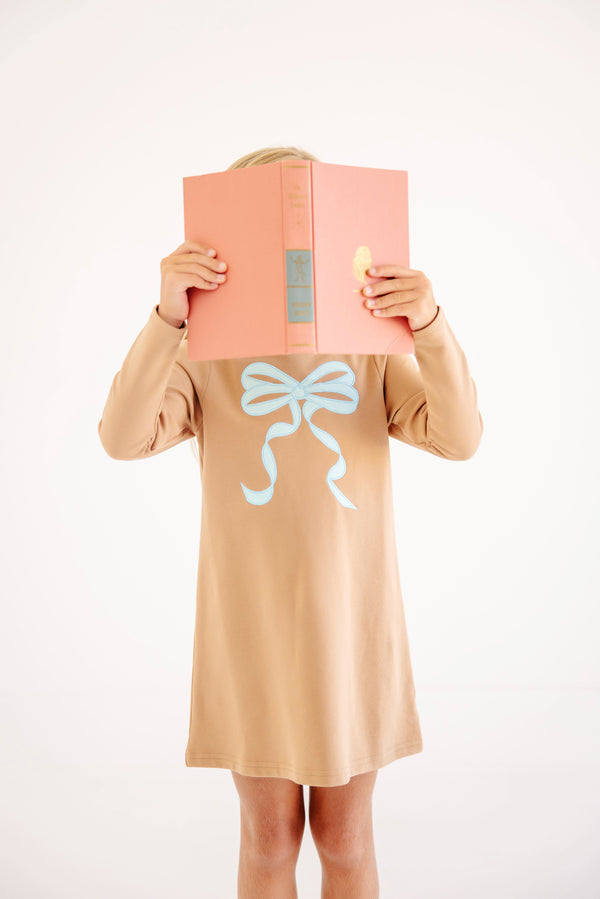 Eliza's Applique Dress - Cape Elizabeth Camel with Edisto Egg Blue