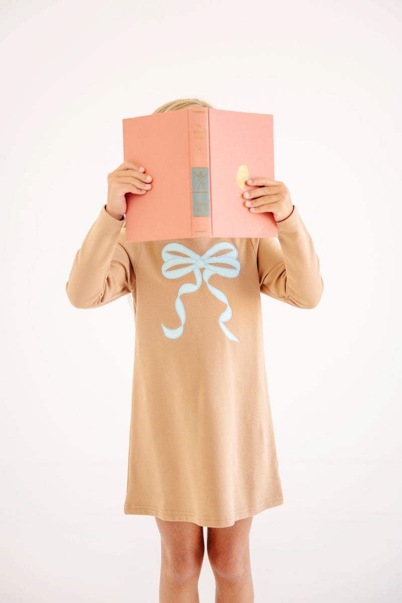 Eliza's Applique Dress - Cape Elizabeth Camel with Edisto Egg Blue