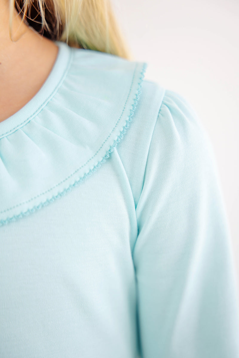 Long Sleeve Ramona Ruffle Shirt - Edisto Egg Blue