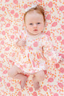 Long Sleeve Daisy's Diaper Cover Dress - Gourd-geous (Palmetto Pearl) with Palm Beach Pink