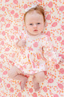 Long Sleeve Daisy's Diaper Cover Dress - Gourd-geous (Palmetto Pearl) with Palm Beach Pink