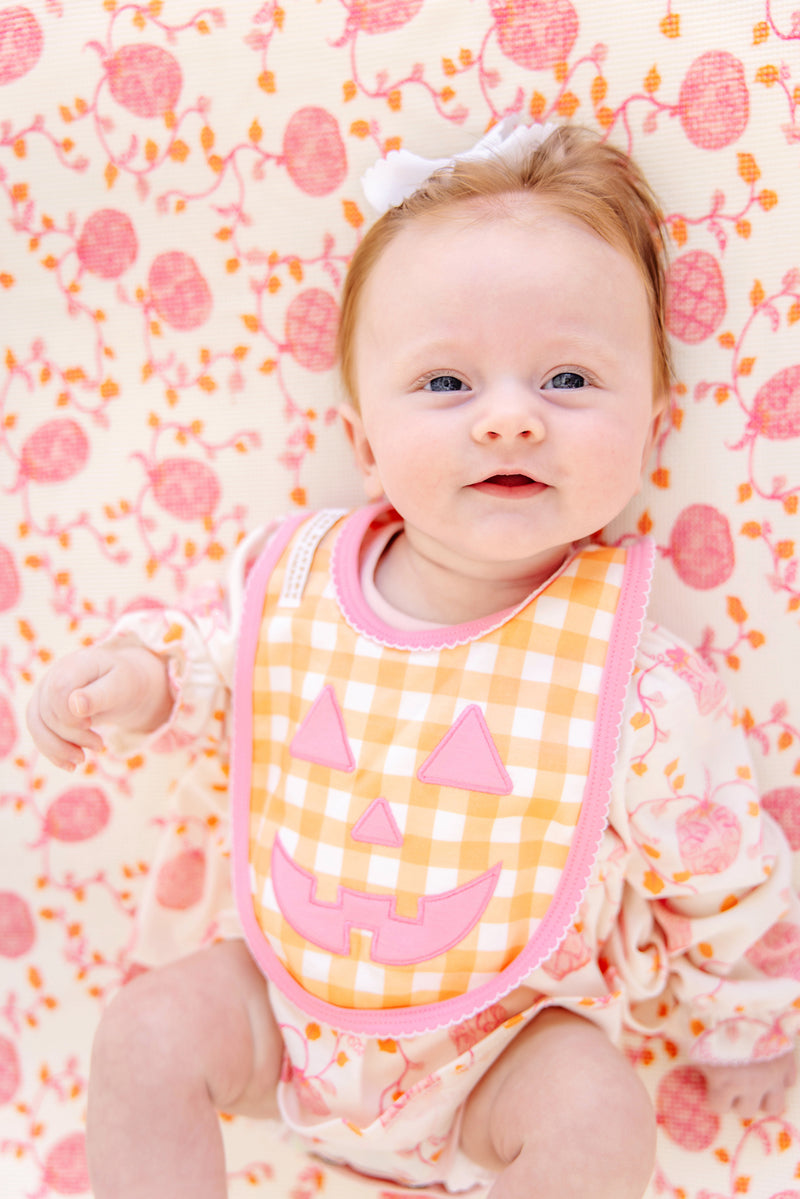 Burp Me Bib - Seashore Sherbet Gingham & Hamptons Hot Pink