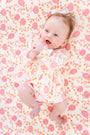 Long Sleeve Daisy's Diaper Cover Dress - Gourd-geous (Palmetto Pearl) with Palm Beach Pink