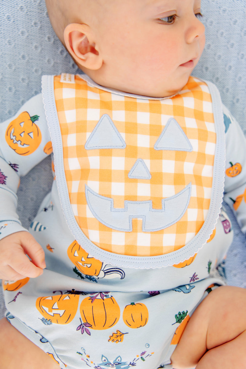 Burp Me Bib - Seashore Sherbet Gingham & Beale Street Blue