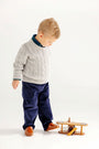 Crawford Crewneck - Grantley Gray with Brass Buttons