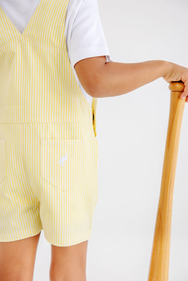 Chapman Choo Choo Overalls - Lake Worth Yellow Stripe with Worth Avenue White Stork