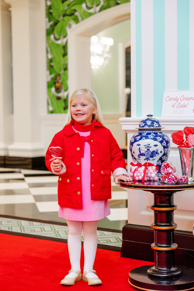 Kendall Quilted Coat - Richmond Red Bows with Richmond Red Micro Dot