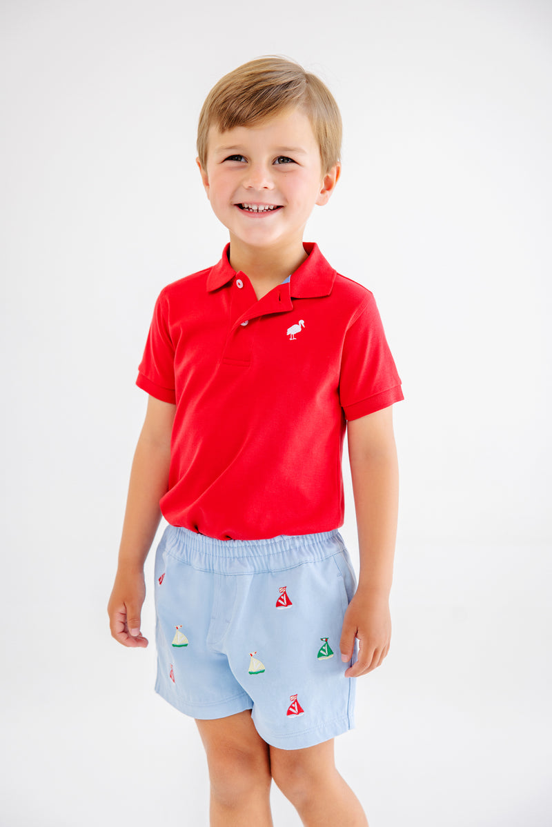Prim & Proper Polo & Onesie - Richmond Red with Worth Avenue White Stork