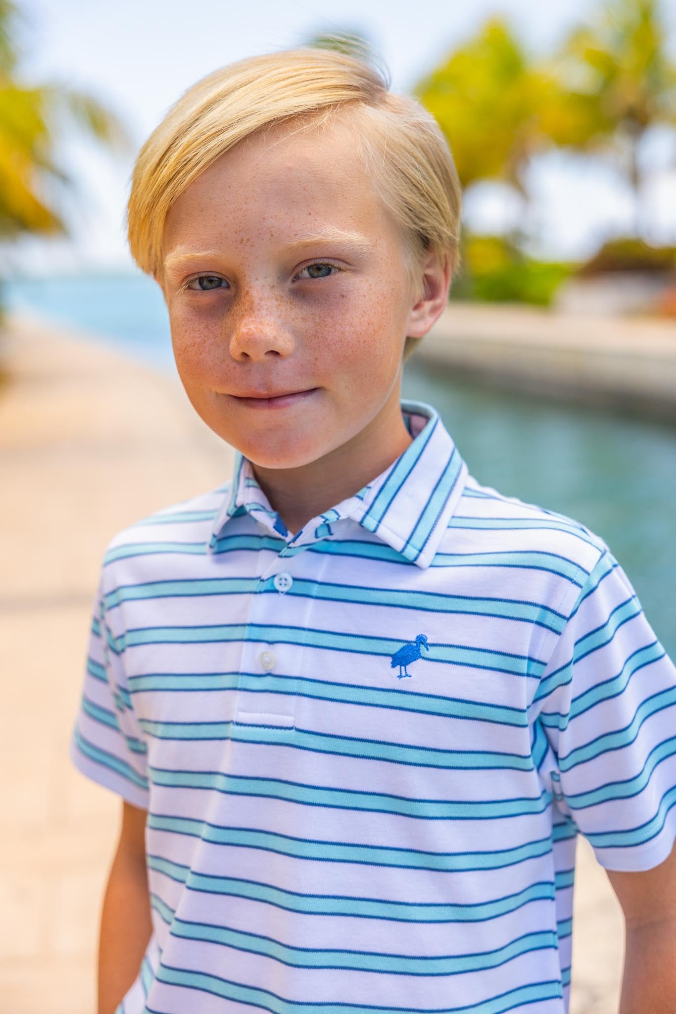 Prim & Proper Polo Onesie Boys - Striped Worth Avenue White