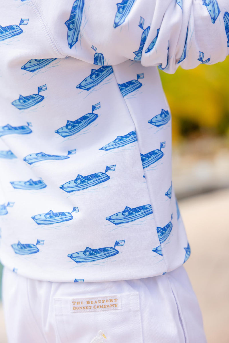 Cassidy Comfy Crewneck - Briland Time with Wood Boat Blue