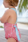 Sayre Sunsuit - Richmond Red Gingham with Belhaven Blue and Worth Avenue White