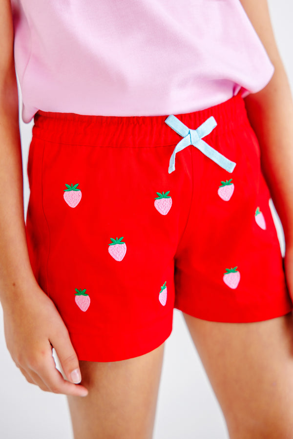 Critter Cheryl Shorts - Richmond Red with Strawberries