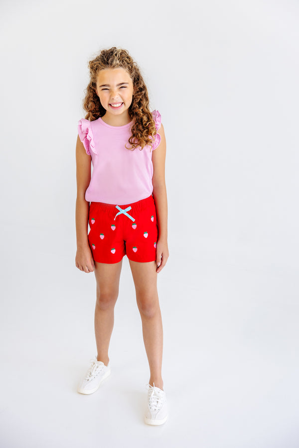 Critter Cheryl Shorts - Richmond Red with Strawberries