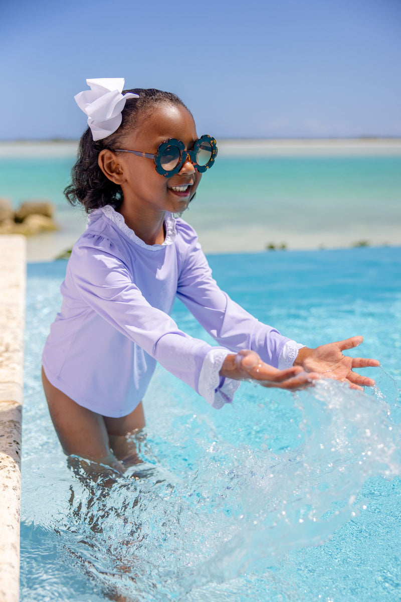 Winnie's Wave Spotter Swim Shirt - Lauderdale Lavender with Worth Avenue White (UPF 35+)