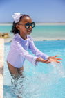 Winnie's Wave Spotter Swim Shirt - Lauderdale Lavender with Worth Avenue White (UPF 35+)