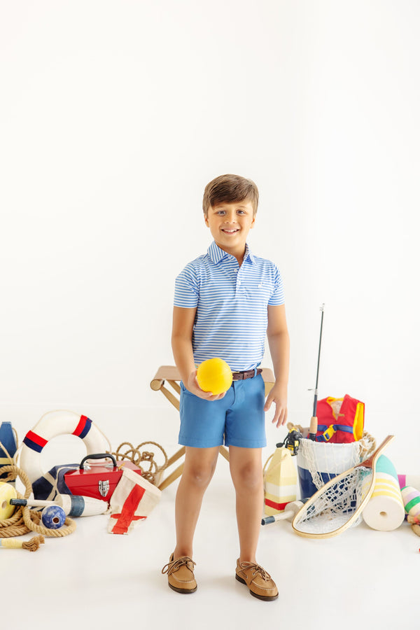 Prepletic™ Prim & Proper Polo - Sunrise Blvd. Stripe with Worth Avenue White Stork