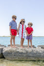 Daisy Dress - Biltmore Blooms (Buckhead Blue) with Richmond Red