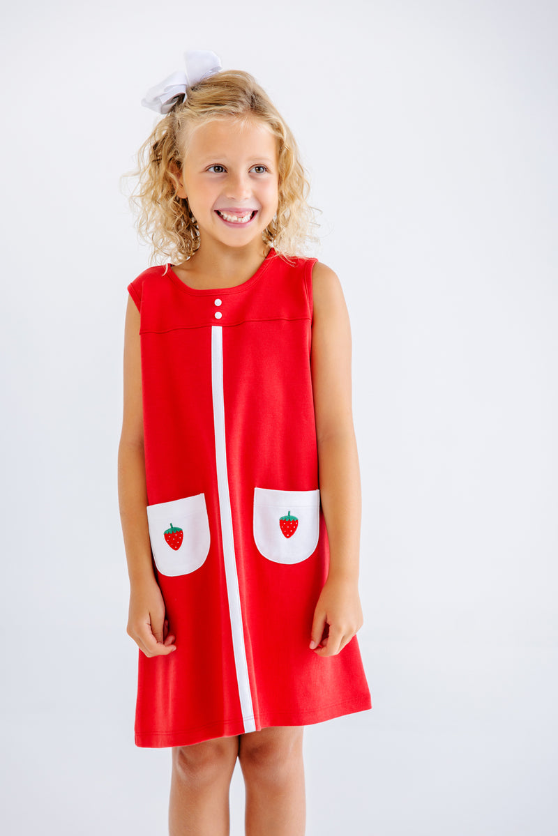 Peggy Pocket Dress - Richmond Red with Worth Avenue White and Strawberry