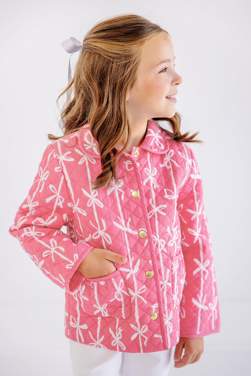 Kendall Quilted Coat - Braselton Bows (Romany Rose) with Romany Rose