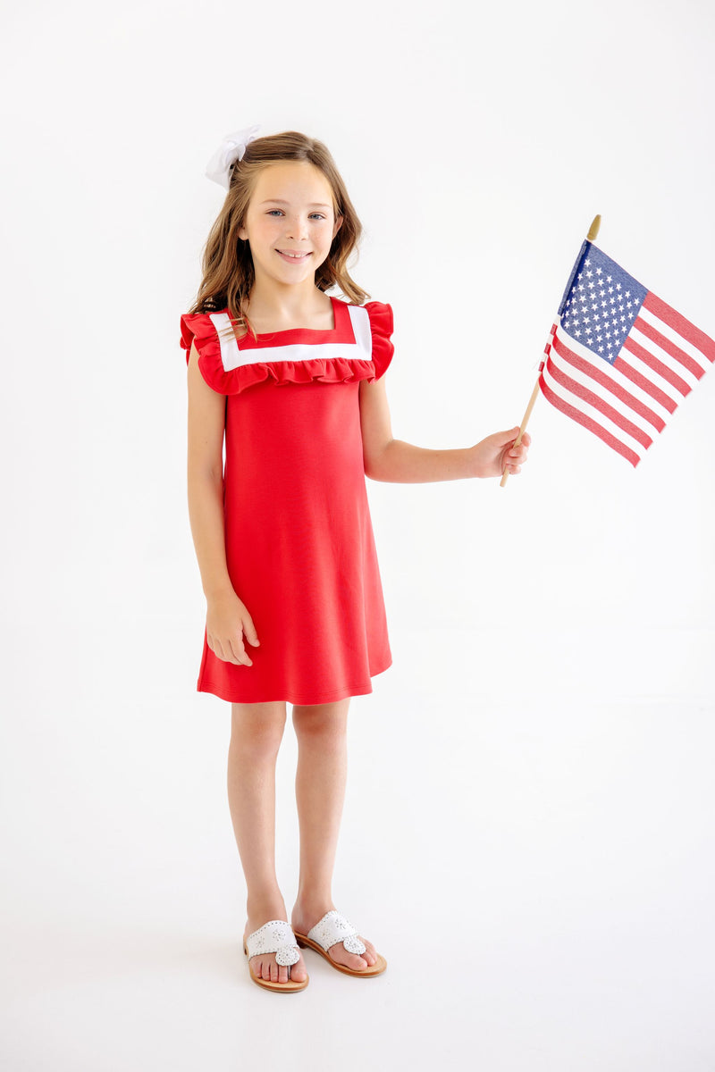Darla Dress - Richmond Red with Worth Avenue White