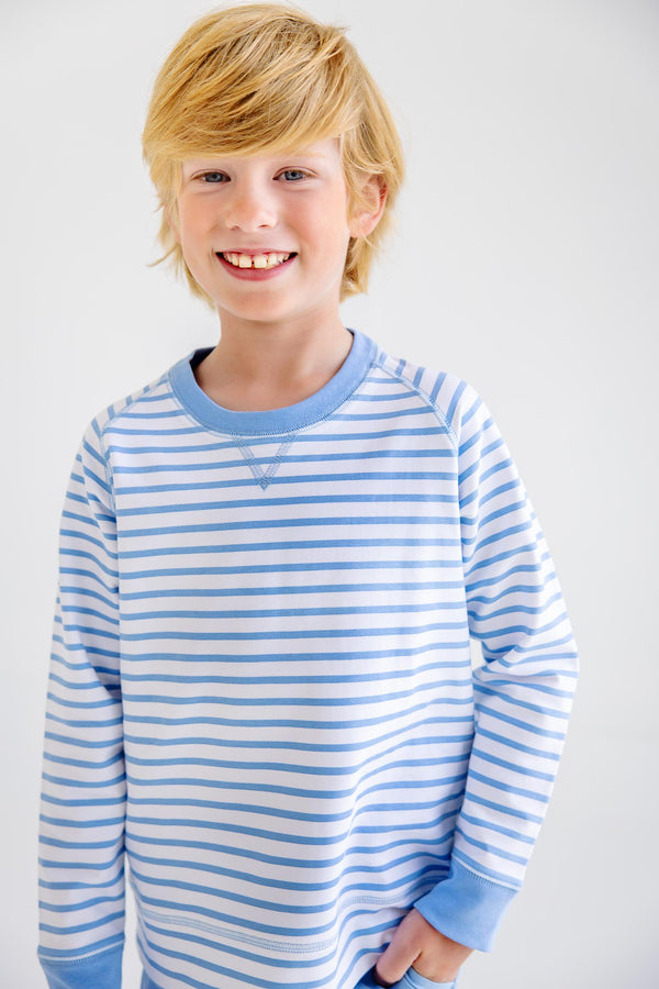 Cassidy Comfy Crewneck - Sarasota Sky Stripe with Sarsota Sky