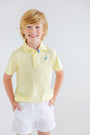 Prim & Proper Polo & Onesie - Lake Worth Yellow Stripe with Barbados Blue Stork