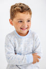 Cassidy Comfy Crewneck - Puppy Puzzle with Beale Street Blue
