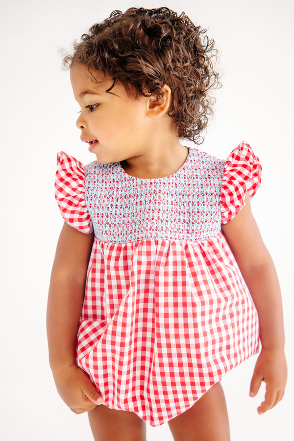 Angel Sleeve Daphne Belle Bubble - Richmond Red Gingham with Belhaven Blue