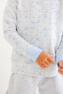 Cassidy Comfy Crewneck - Puppy Puzzle with Beale Street Blue