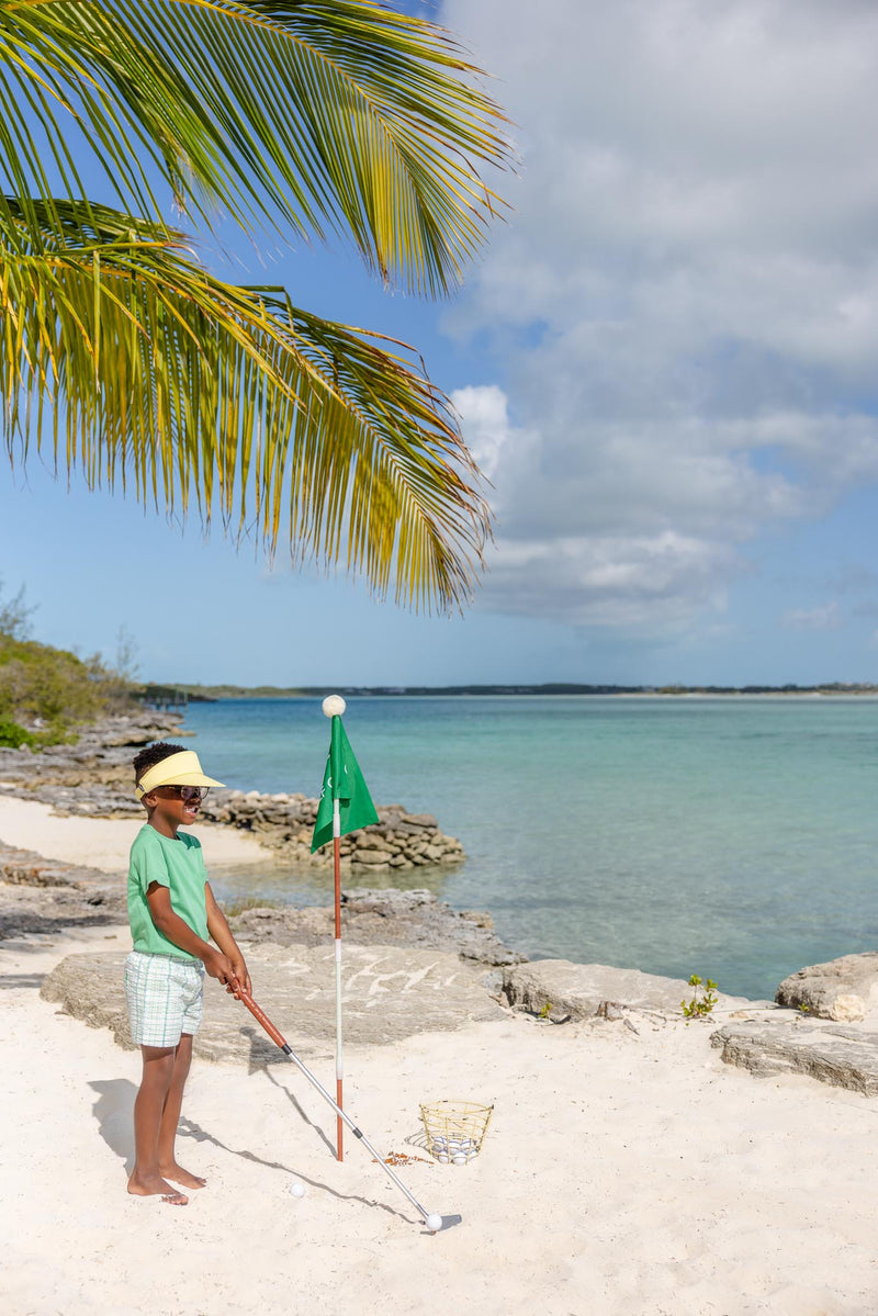 Carter Crewneck - Gibson Island Green with Lake Worth Yellow Stork