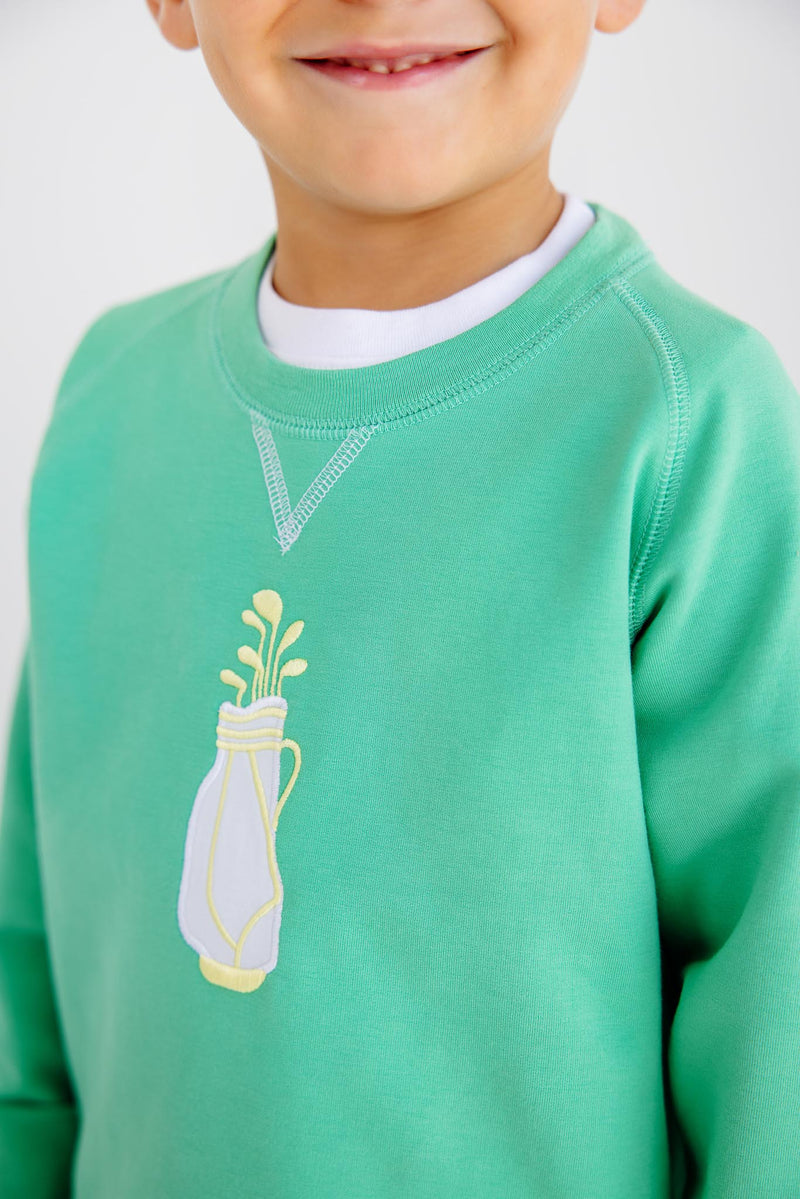 Cassidy Comfy Crewneck - Gibson Island Green with Golf Bag Embroidery