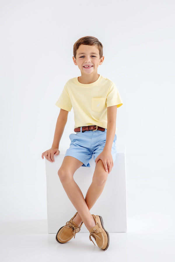 Carter Crewneck - Lake Worth Yellow with Sarasota Sky Stork