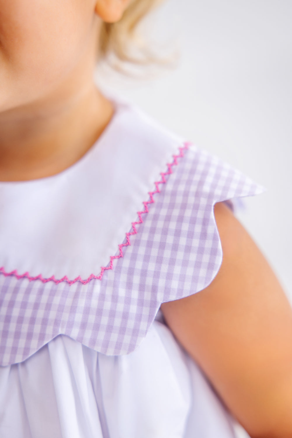 Sydney Scallop Set - Pink Greenbrier Gingham & Lauderdale Lavender Gin